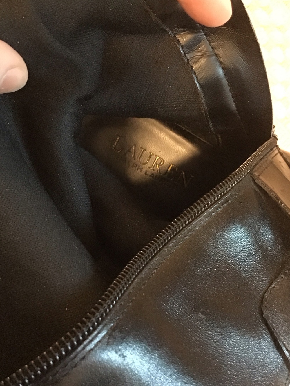 Lauren Ralph Lauren Black Leather Riding Boots with Gold Hardware - Picture 6 of 8